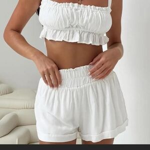 Nwt Princess Polly White Ruffle Shorts